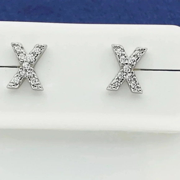 "#925 Sterling Silver CZ Stud Earrings for Women/Girl, US925P1084 - Picture 2 of 7